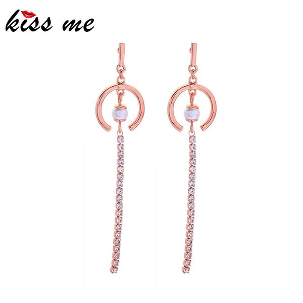 

dangle & chandelier kissme 2021 earrings for women gifts exquisite crystal chain acrylic pearl rose gold color fashion jewelry, Silver