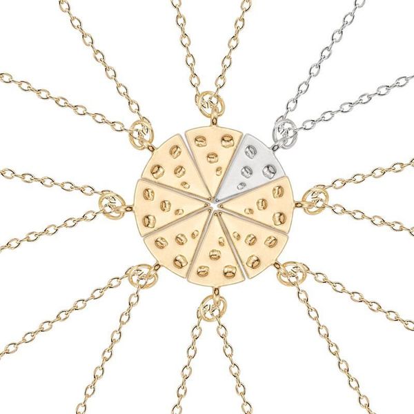 

8 pcs in 1 set simple tiny pizza pendant necklace gold friends forever necklace women friendship jewelry colar, Silver