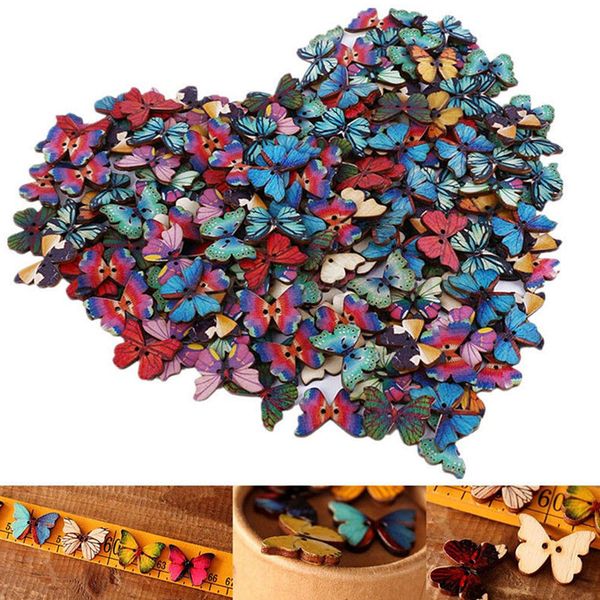 

скрапбукинг phantom цветной рисунок бабочки diy деревянные шитья пуговицы 50pcs