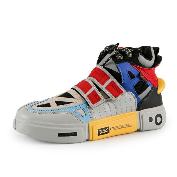 

men sneakers 2020 leather breathable flat platform high fashion mixed colors casual men shoes traines walking, Black