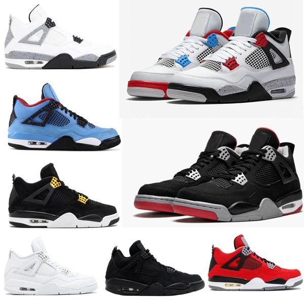 

new 4s black cat mens basketball shoes court purple bred pine green loyal blue cool grey sport sneakers 7-13