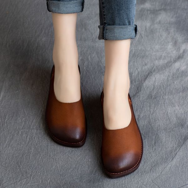 

женщины мокасины кожа весна обувь для женщин низкие каблуки браун flats мягкая натуральная кожа лодка обувь ретро flat handmade, Black