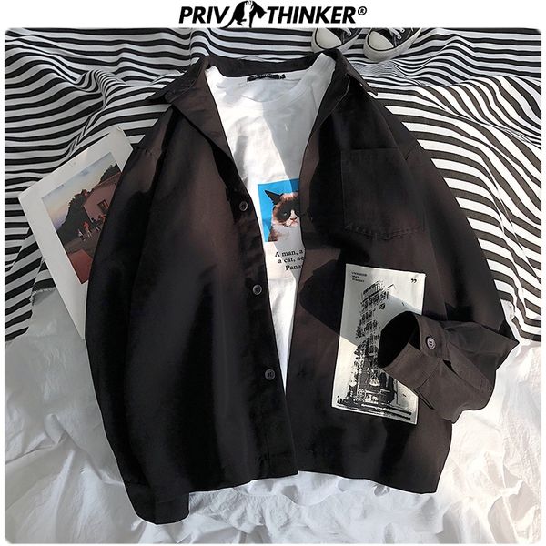 

men's spring print shirts 2020 men fashion black long sleeve blouse streetwear loose male shirts oversized, White;black