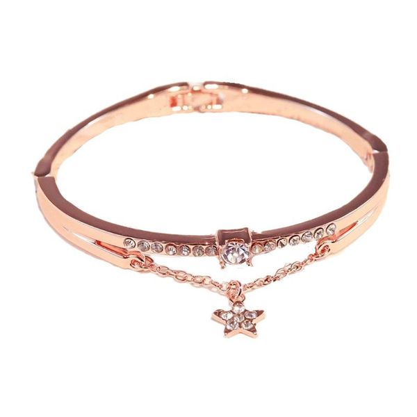 

five-pointed star zircon bracelet ins net red all-match rose gold female student star bracelet, Black