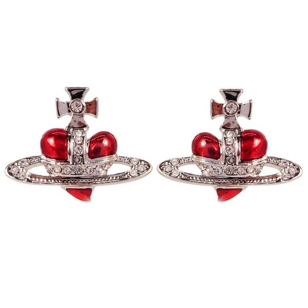 

geometric orb cross enamel love heart czech crystal stud earrings women girl's ear pins party gift, Golden;silver