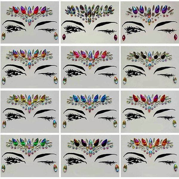 

diamond sticker bohemia style crystal etiquetas engomadas del tatuaje face forehead paster wedding decorations crystal tattoo stickers
