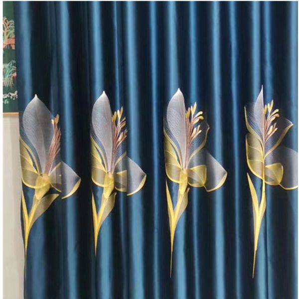 

royal satin impression lily embroidered curtain nordic for bedroom living room restaurant net red curtain customization