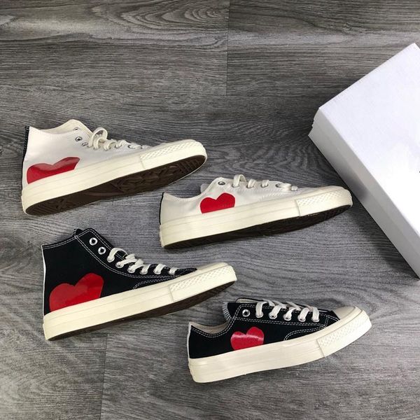 

самая высокая quality2020 cdg play х all star 1970 холст совместно big eyes high top red heart mens женщин skate повседневная обувь дизайнер, Black