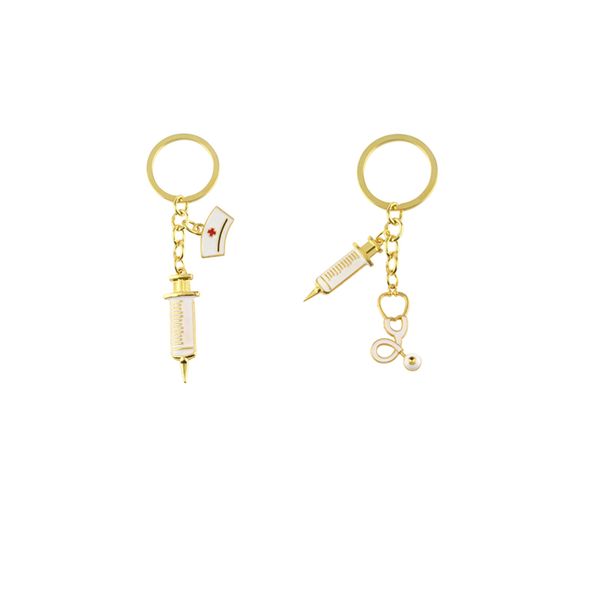 

stethoscope keychain golden metal key chain gift jewelry for women men, Silver