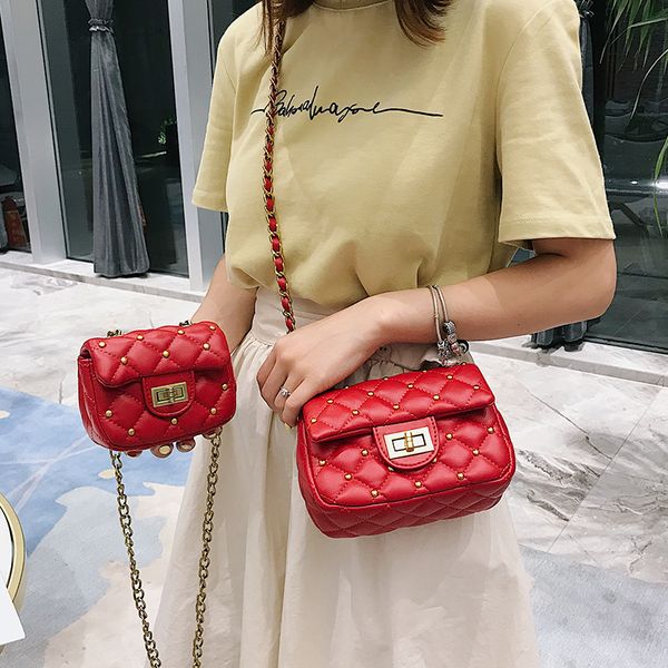 

2020 fashion rivet brands designer women shoulder bag chain strap flap ladies leather handbags messenger bag sac main femme
