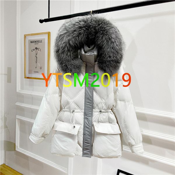 

down wear women's down jackets with fox fur collar white duck down-filled coat outdoor warm feather, Black