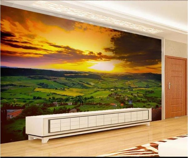 

wallpapers custom 3d po wallpaper living room non-woven mural sunset country landscape oil painting background for walls