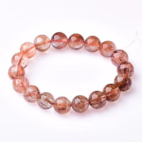 

copper hair natural crystal bracelets 12mm round bead stone bracelets healthy for women men wrist ore crystal jewelry, Black