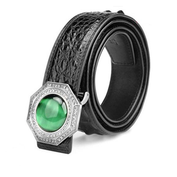 

mafeimengge new thailand crocodile leather men belt male business smooth buckle leisure fashion high-grade men belt, Black;brown