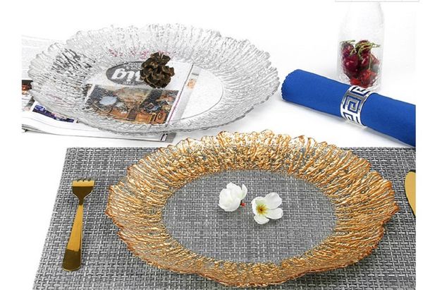 

2020 tableware cushion plate glass plate bark disc creative fruit plate kitchen dining bar