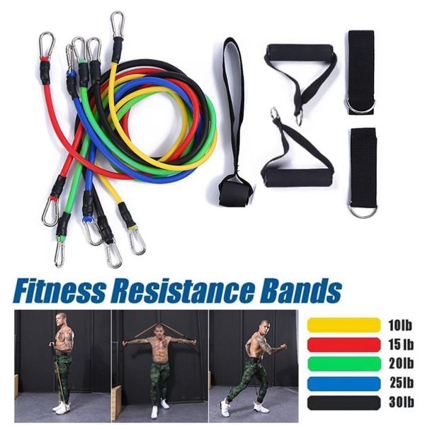 

11pcs resistance tube bands door anchor ankle straps cushioned handles with bag for home fintess resistance bands workout gym