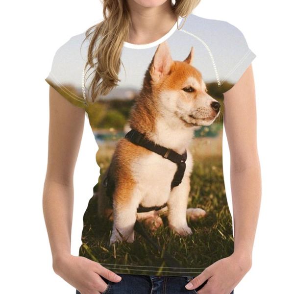 

women's t-shirt o-neck women shiba inu 2021 customized short sleeve female tshirt cute doggies print ladies tee drop, White