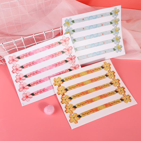 

5 sheets adhesive long style 3d flowers handmade cake pastry packaging sealing label kraft sticker baking diy gift box stickers