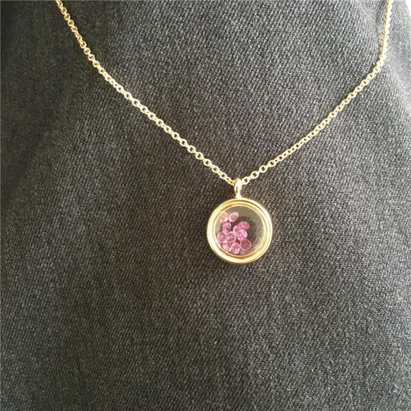 

lovely cute small irregular colorful stone sequin inside pendant necklace for women gorgeous rainbow jewelry, Silver