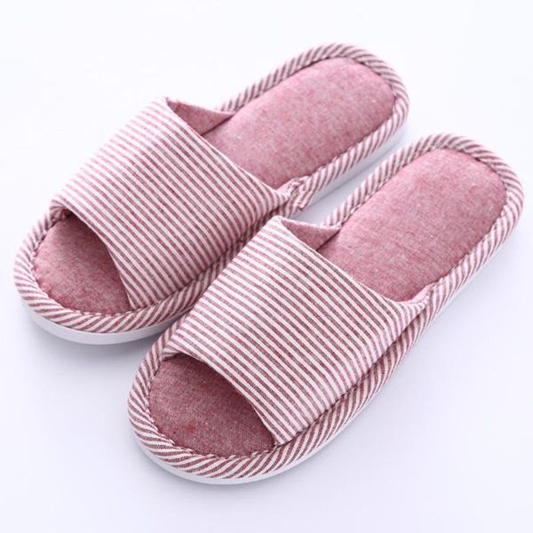 

slippers anti slip striped couple summer indoor shoes soft fluffy, Black