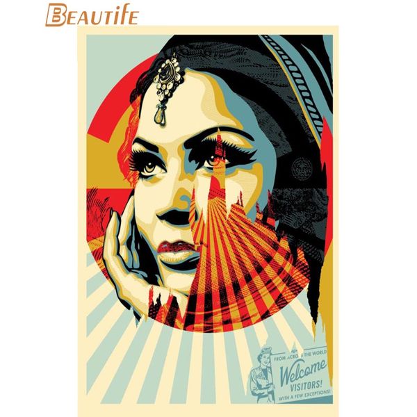 

paintings custom shepard fairey poster home decoration fashion silk fabric wall print more size