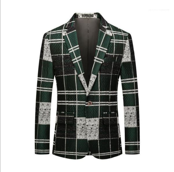 

plaid party blazers 6xl men spring wintner plus size patchwork button blazer man fashion clothes mens green, White;black