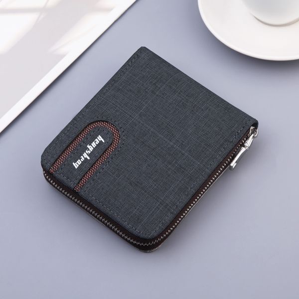 

2020 new canvas zipper short mens wallet with coin pocket clutch purse bag for male money wallet denim card holder, Red;black