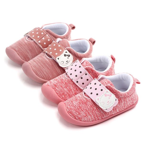 

newborn baby girl first walkers shoes dots soft cotton toddler crib infant little sole anti-slip children shoes 6-24m