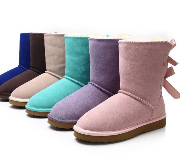 

sell 2020 new classic design 032800 bowkont girl women snow boots aus short snow boots fur integra ted keep warm boots ing, Black
