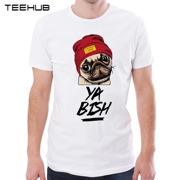 

2019 men's new funny pug printed short sleeve t-shirt summer fashion cool animal novelty o-neck soft tee