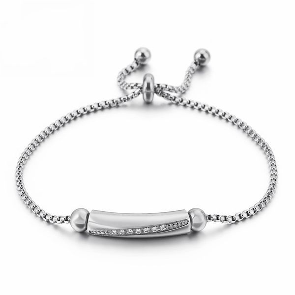 

link, chain bohemia 3 colors stainless steel zircon charm bracelets for women lace clasp pulseras mujer party jewelry, Black