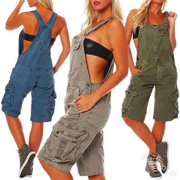 

women's jumpsuits & rompers 2021 shoulders pocket overall tooling leisure jeans women girl washed denim jumpsuit ladies casual jean, Black;white