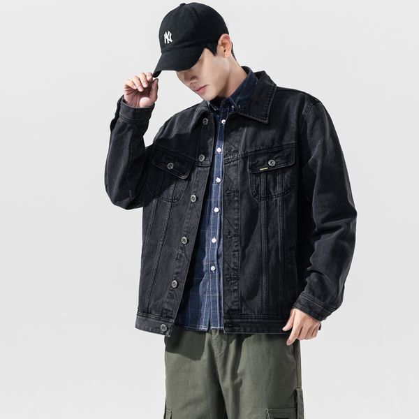 

spring autumn mens denim jacket mens trendy fashion bomber black ripped denim jacket male cowboy jeans jackets plus size m-5xl, Black;brown