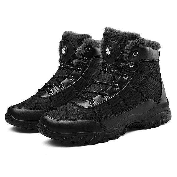 

2020 new winter boots men ankle snow boots warm fur plush classic platform shoes mans footwear chaussure homme big size 39-49, Black