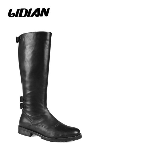 

lidian high fashion women's boots genuine leather made with a 3 cm round toe shoes for winter cold - warm plush h9, Black
