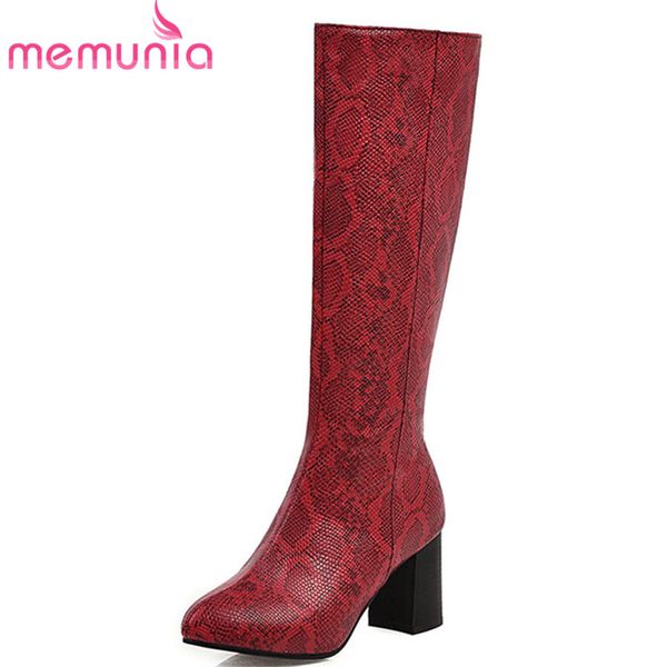 

memunia 2020 large size 48 women knee high boots snake high heels party prom shoes fashion zip autumn winter boots female, Black