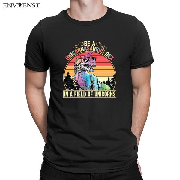

envmenst cotton t shirt for men be a unicornasaurus rex in a field of unicorns t-shirt short-sleeve men clothing xs-3xl