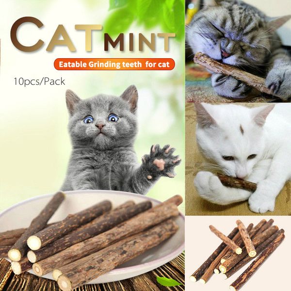 

cat toys 10pcs pure natural catnip pet molar toothpaste stick cleaning teeth sticks silvervine supplies