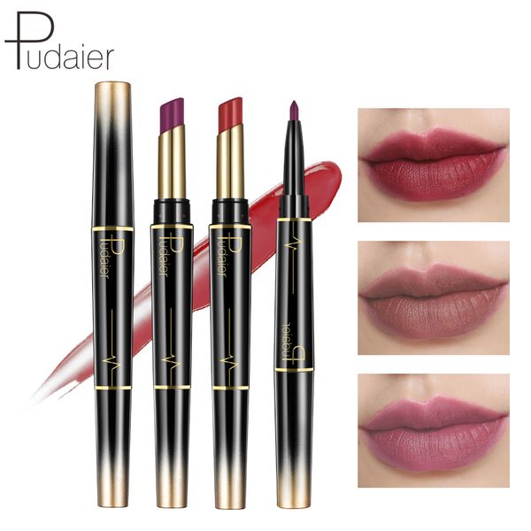 

pudaier waterproof matte lipstick pencil double-ended lip liner makeup contour tint red matte long lasting lipliner