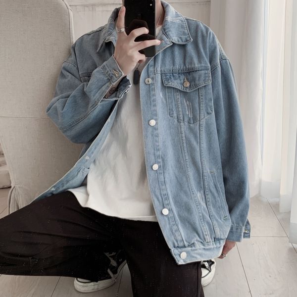 

autumn 2020 hong kong flavor net infrared set korean loose denim jacket, Black;brown