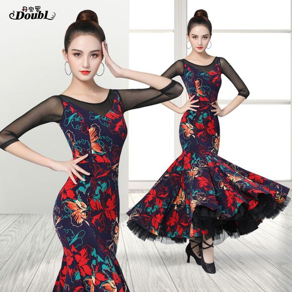 

stage wear doubl modern dress ballroom dance waltz suit, Black;red