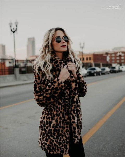 

jackets designer winter coats clothes women fashion leopard fake fur, Black;brown