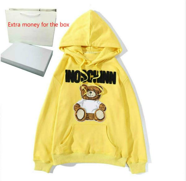 

20fw мужская толстовка свитер повседневный sweatershirt loong рукава медведь printed мужчины женщины пара пуловер письма печать мода одежда, White;black