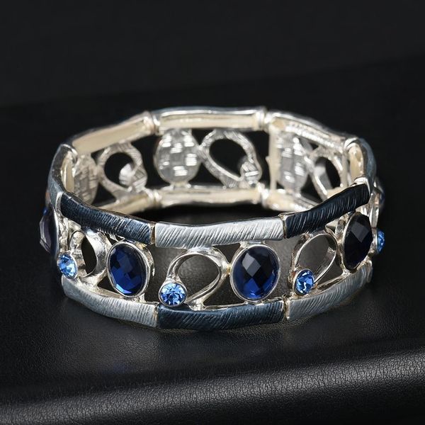 

women jewelry bracelets products women's blue zircon bracelet bangle bracelets charm alloy rhinestone bangles new for women, Golden;silver