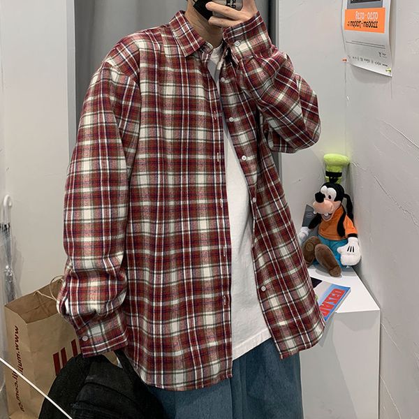

men's shirt 2020 autumn new slim solid color plan-print long sleeve shirt relaxed casual personality youth men's wear, White;black