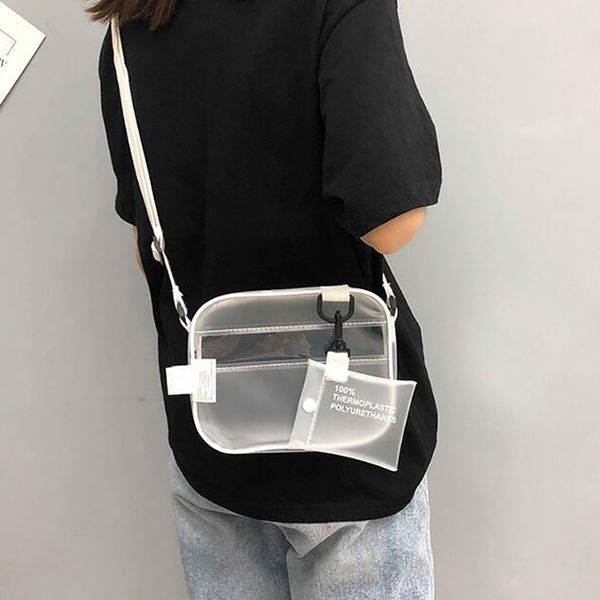 

causual pvc transparent clear woman crossbody bags shoulder bag handbag jelly small phone bags with card holder wide straps flap