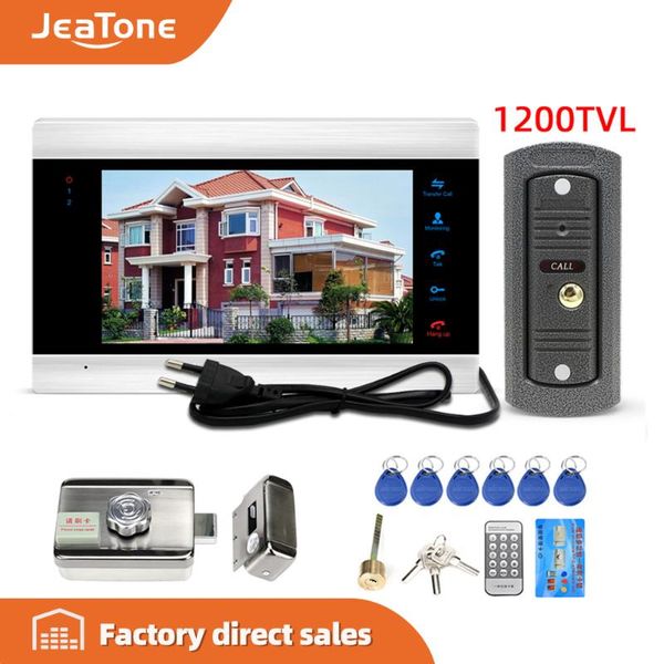 

jeatone7' проводные видео домофон с замком видео-телефон двери для квартиры дома электрические блокировки системы контроля доступа, поддержк