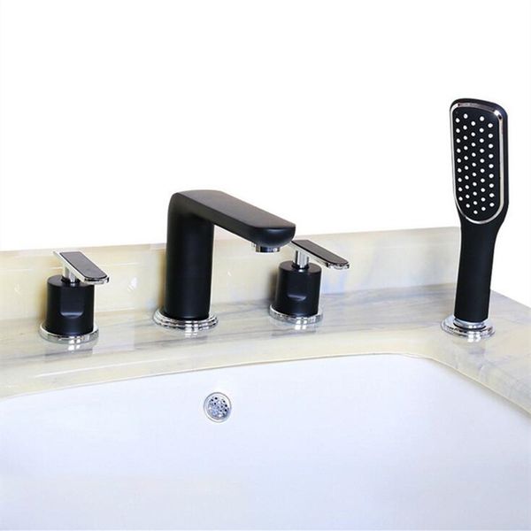

4pcs modern balck cold water mixer faucet shower set 58 brass wash basin faucets tap with accessories for bathroom l