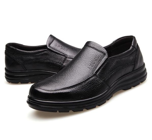 

new 2020 genuine leather shoes men flats fashion men's casual shoes brand man soft comfortable lace up black