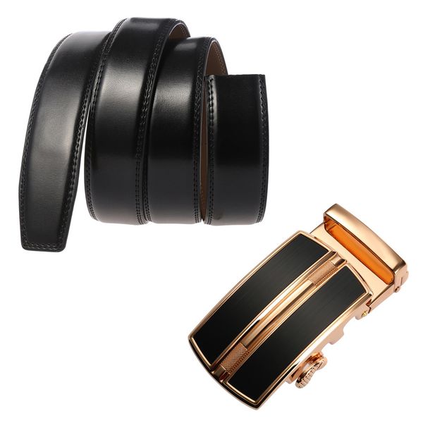 

genuine leather men belt luxury strap classic vintage automatic buckle male belt jeans for men, Black;brown